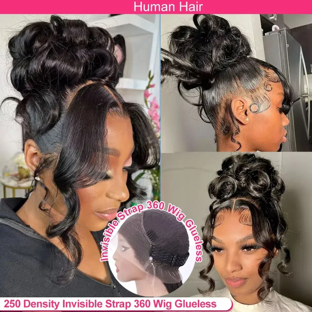 Real Invisi Strap Snug Fit 360 Full Lace Glueless Wig Lace Frontal Wig 250 Density 30 Inch Body Wave Lace Front Human Hair Wig cuckoo