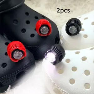 2Pcs LED Light Shoe Charms - Red & Black, Night Safety Decor, Trendy Clog Shoe Decorations, Led Light Feature