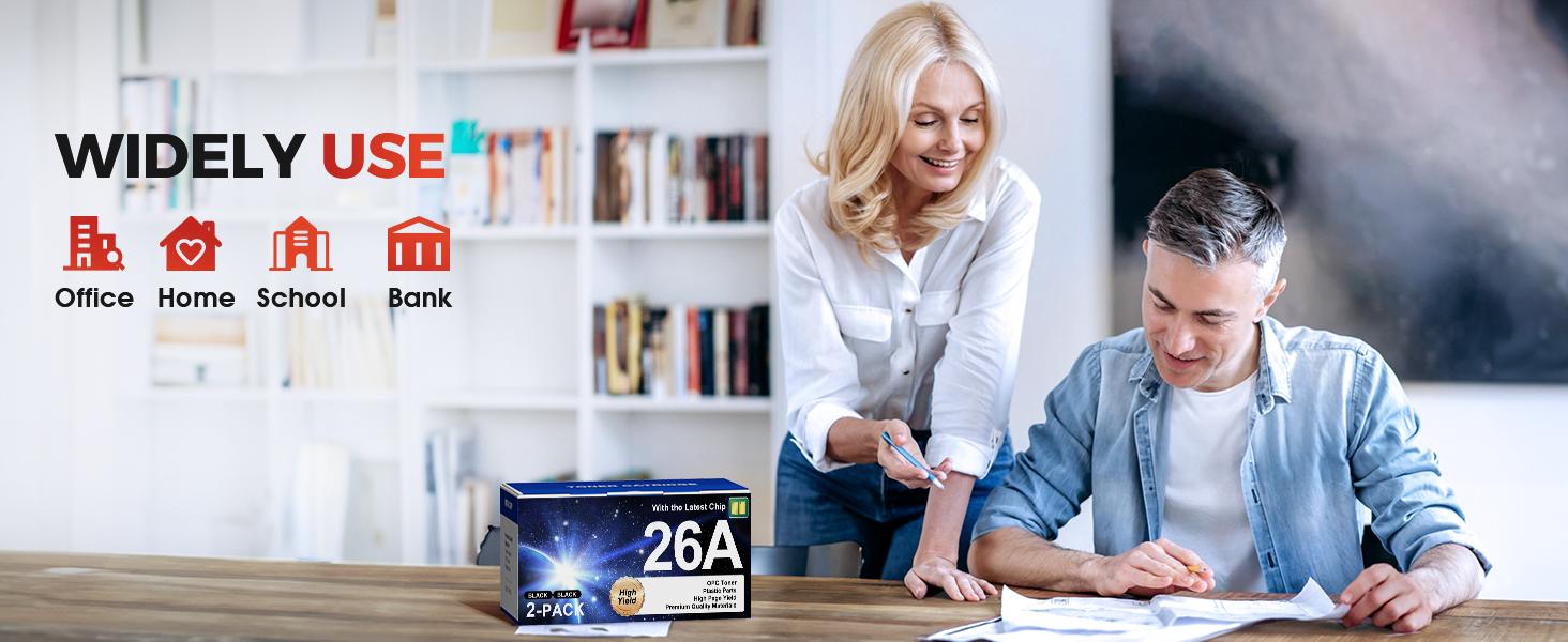 26A Toner Cartridge for HP Printer - Replacement for - HP 26A CF226A 26X CF226X to Compatible with Pro M402dw M402dn M402dne M402n MFP M426fdw M426fdn Printer (Black, 2-Pack)