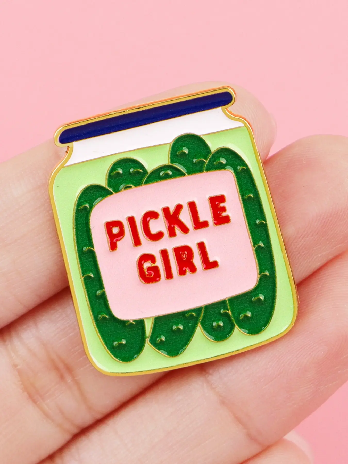 Pickle Girl Cartoon Enamel Pin, Brooches, Unique Zinc Alloy Badge, Backpack Hat Clothing Accessory, Gift for Colleagues Friends, All Seasons