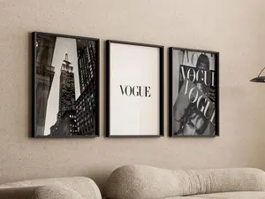 Luxury Set of 3 Wall Art Black White Trendy Wall Decor Vintage Fashion Poster Luxury Print Girly Wall Art Preppy Dorm Aesthetic Digital