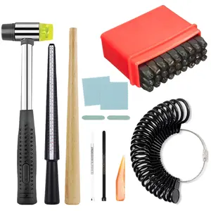 Ring Making & Stamping Kit with A-Z Letter Stamps - DIY Jewelry Forming Tool Set with Hammer, Mandrel & Sizer Gauge
