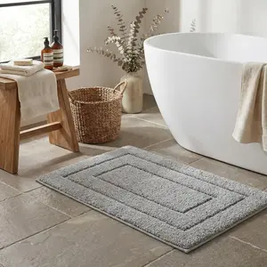 SAYS Gray Bathroom Rugs, Bath Mats for Bathroom Non-Slip, Super Soft and Water Absorbent, Microfiber Bath Rugs, Machine Wash Dry, Bath Rugs for Floor, Tub and Shower, 16" x 24"