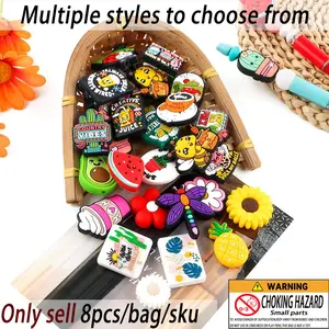 Silicone Beads Kit, 8 Counts/set Cute Cartoon Design Beads, DIY Beading Making Jewelry Making Supplies for Bracelet & Necklace & Keychain