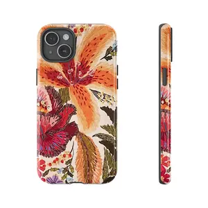 Vintage Floral Phone Case suitable for Samsung Galaxy 23 24 25 5G iPhone 17 ProMax Air 16 plus cases  15 pro max 14, 13, 12 with screen protector |   Beautiful phone case – Tropical Wildflower Design, Retro Nature Aesthetic Cover – Cute Gift for Her & Him