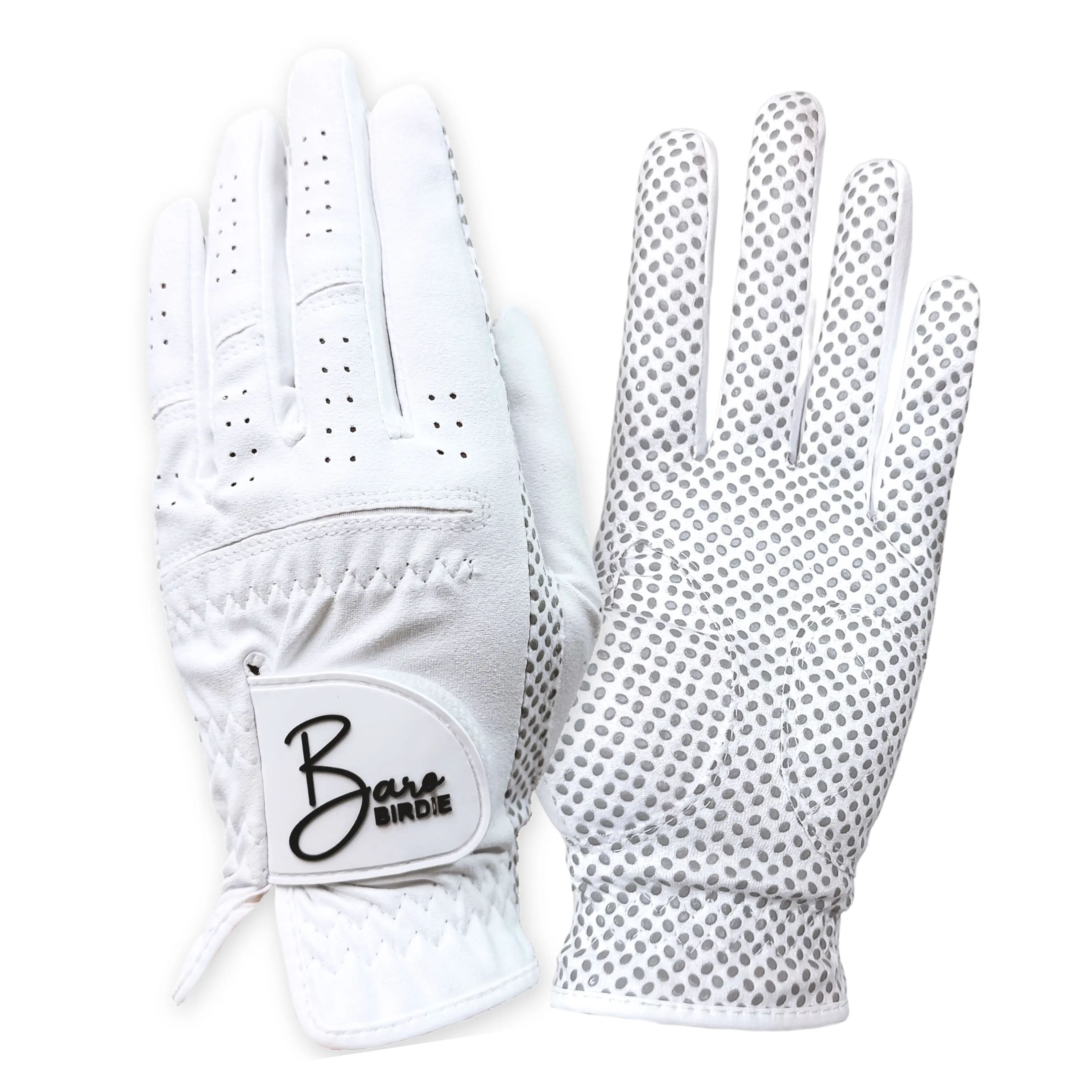 BAROBIRDIE Left Hand Handed Golf Gloves for Women Girl Ladies Two Pack Pink White Sports XS Small Medium Large XL Silicon Non-Slip Extra Grip All Weather All Season (Pink, X-Large)