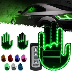 Wireless control of LED Car Gesture Light with Remote Control, Recyclable & Rechargeable, Fun Rear Window Sign,Calming Road Rage, Ambient Lighting Kit,3 Modes Adjustable Finger Lights.