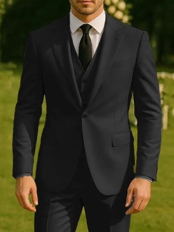 Men's 3-Piece Slim Fit Suit Set-2-Button Blazer,Vest & Pants-Formal Wedding,Prom,Party & Business Tuxedo