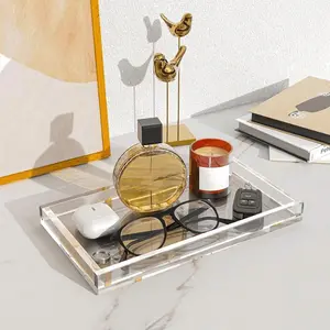 Acrylic Clear Makeup Storage Tray, Multi-functional Cosmetic Perfume Organizer, Desktop Storage Rack for Bathroom Kitchen Dormitory Office, Boxes, Beauty Organizer