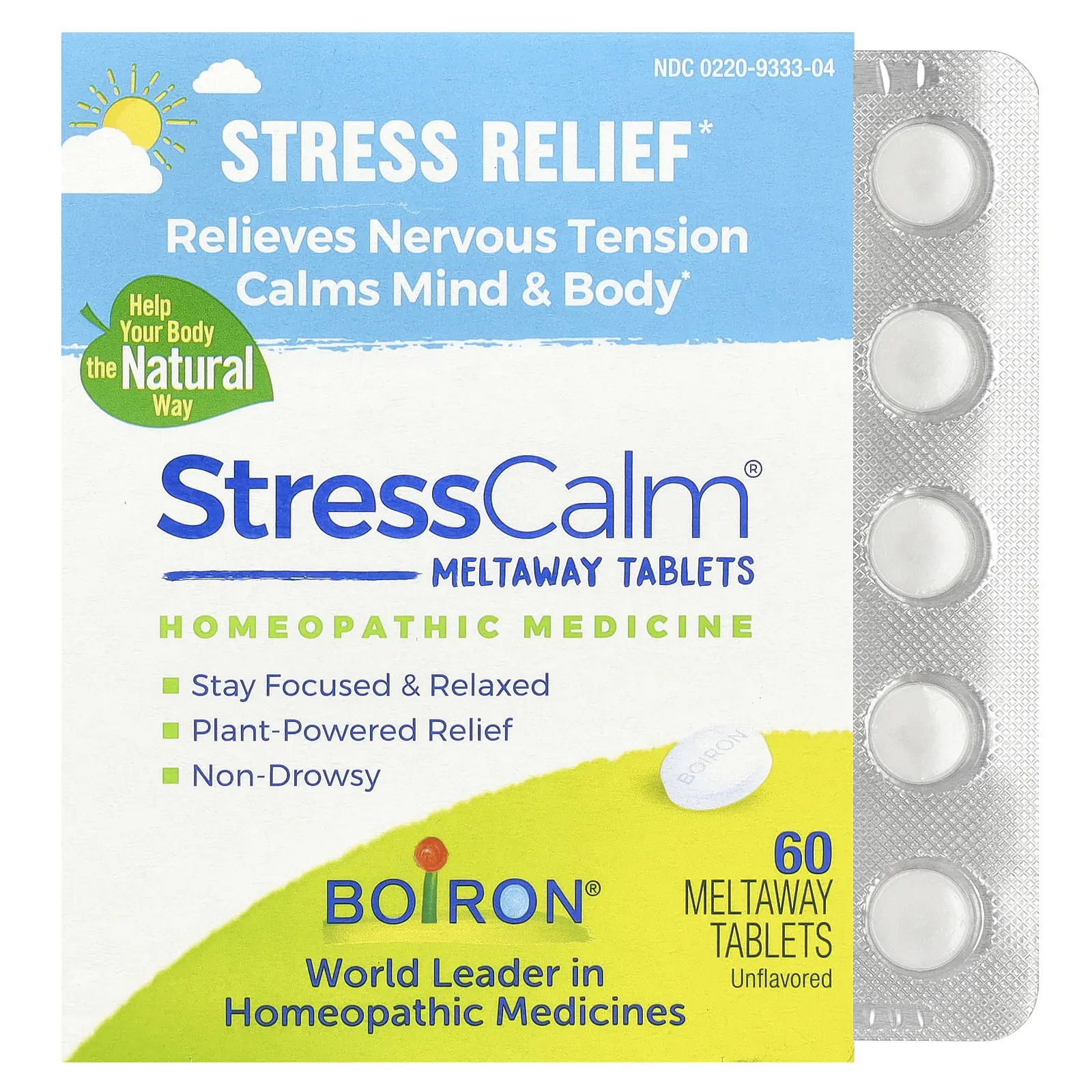 Boiron StressCalm®, Unflavored, 60 Meltaway Tablets
