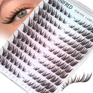 Winifred Brown Lash Clusters Pre-Mapped Cat Eye Lashes Manga Cluster Eyelash Extensions Fox Eye Lash Clusters Anime Lashes Fairy Eyelash Cluster Left&Right Individual Lashes