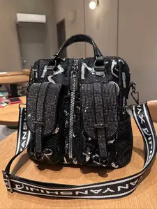 Sparkling Rhinestone Fashion Casual Crossbody Bag, Multi-Pocket Large Capacity Fashionable Shoulder Bag, Versatile Commuter Women's Bag, Embellished Shoulder Bag