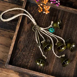 Handmade Brass Bell for Christmas Door Handle, Witchcraft Hanging Decoration, Halloween Ornaments, Handcrafted Witches' Ring Wind Chime Accessory, Mystical Decor