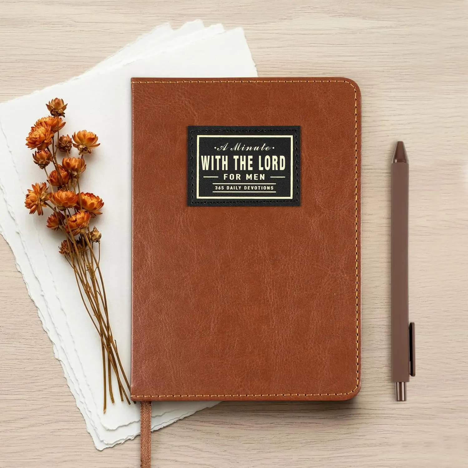 365-Day Christian Prayer Journal with Bible Verses, Bible Tracker, Prayer List, 100 gsm Paper, Encouraging Pages & Leather Notebook Cover - Premium Hardcover Office Notebook for Daily Spiritual Growth, Effective Study, Portable Gift for Men