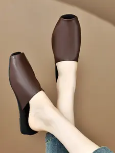 French Vintage Backless Women's Half Slippers, Summer Casual Fashion Slip-On Elegant Footwear, Stylish and Versatile Summer Shoes