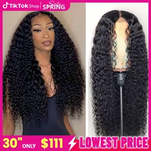 13x4 13x6 Deep Wave HD Lace Front Wig Human Hair 180% density Transparent Lace Frontal Wigs For Women Real Hair Wigs PrePlucked Lace Front Wig#SummerVibes#tiktokshopspringglowup
