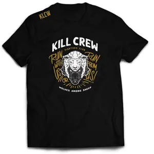 Kill Crew Wolf T-Shirts Cotton Menswear Soft Top Fabrics Tshirt