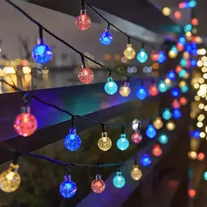 Solar Outdoor Garden Decorative Lights, Solar Garden Lanterns, 50/100 LED Crystal Ball Lamps, Solar Powered, Nickel Battery, Halloween Christmas Decorations, Waterproof Hanging Lights