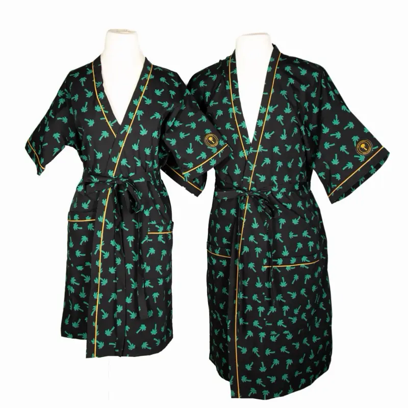 Palm Print California Dream Robe | Lightweight Unisex Beach & Lounge Robe — Comfort You Can Live In. Breathable Everyday Loungewear | Short Sleeve With Pockets | Patented Three-Tie-System