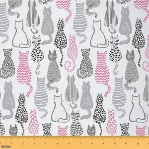 Cats Upholstery Fabric by The Yard,Cute Cat Print Decorative Fabric for Upholstery and Home DIY Projects,Kawai Animals Textile Waterproof Fabric