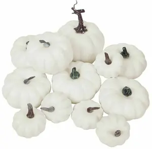 24 pieces (2 of 12 Pieces) Artificial White Pumpkins, Assorted Size Harvest Fake Foam Pumpkins Model Artificial Pumpkins Lifelike DIY Foam Decor Decorative