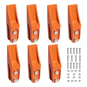 VEVOR Excavator Bucket Teeth with Pins, Summervibes,Summervibes, 7 Pack 684447 Bucket Tooth Set Fits 5/8-in Buckets Edge, Heavy Duty 7.34 in Bolt on Digging Buckets Teeth Replacement for Skid Steer & Mini Excavator