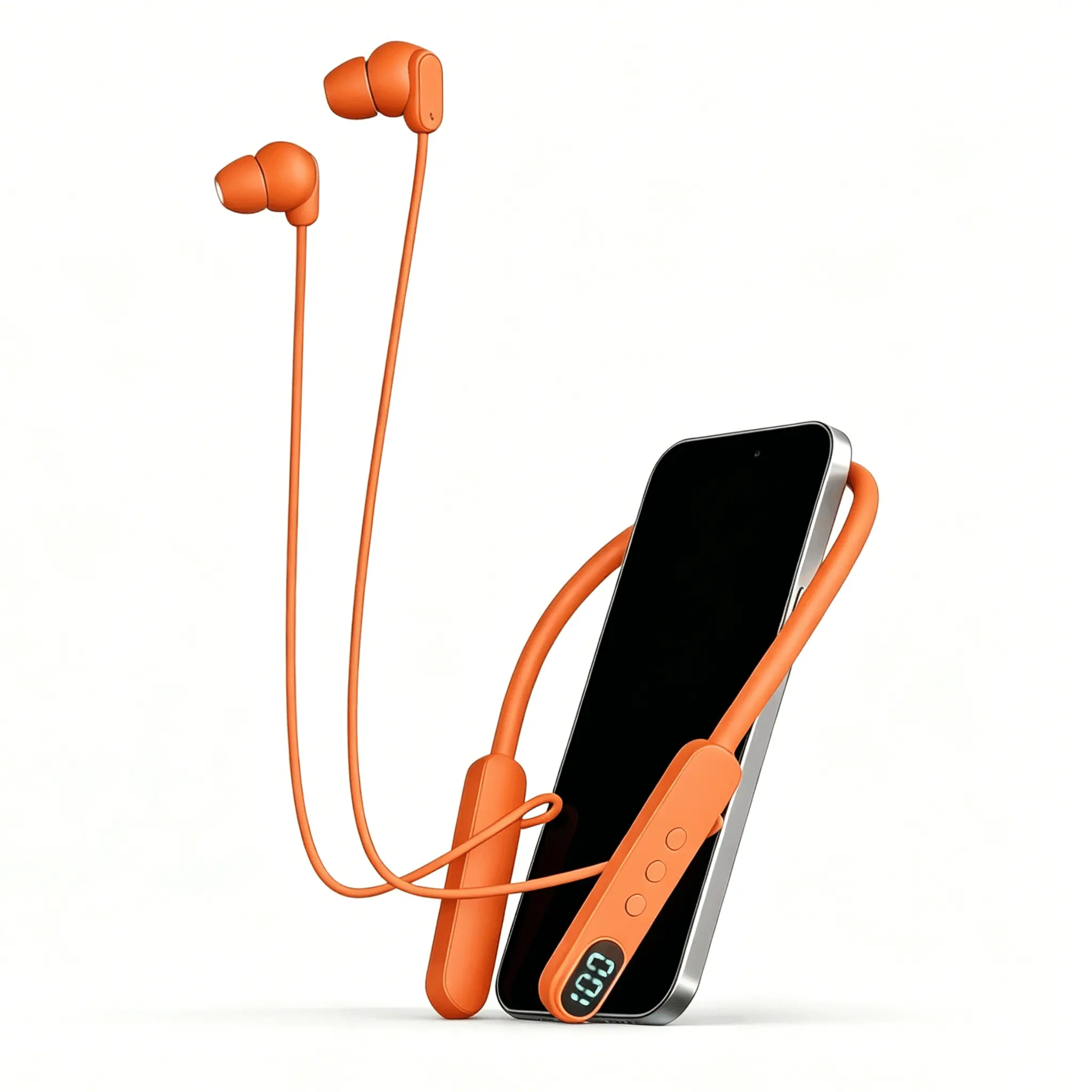 Wireless Bluetooth Neckband In-Ear Headphones with LED Digital Display, Waterproof, Secure Fit, Durable Build, Stable Connection, Long Standby, Type-C Jack, ENC, Sound Isolation, Smart Voice Control, Wide Compatibility for Gym Runs, Cellphones, Dual Conne