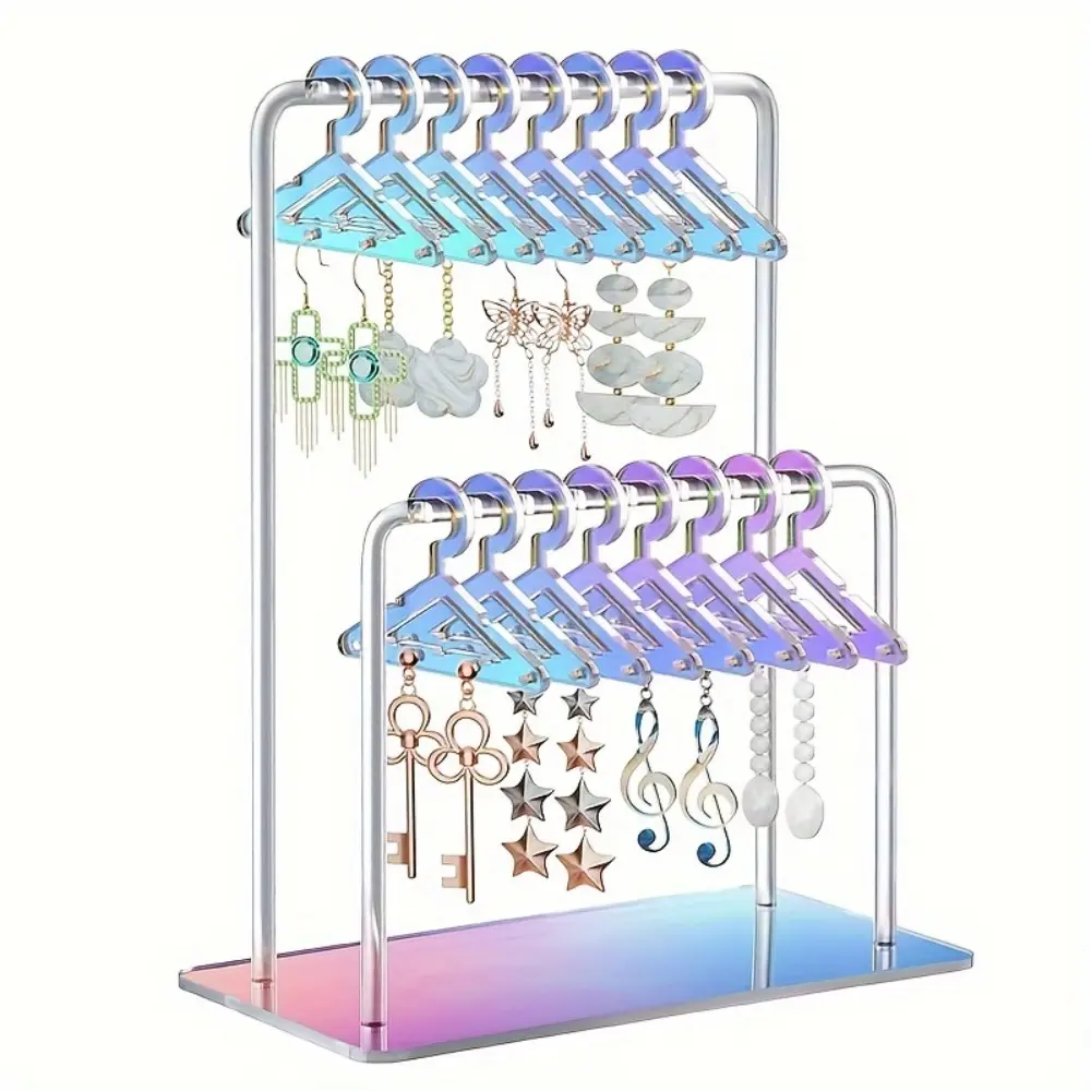 Acrylic earring clips feature a double-layer design, with mini hangers that can hold up to 48 pairs and offer ample storage space for mirror displays in home or retail spaces, Jewelry Armoire Organizer, Jewelry Storage Unit, Jewelry Towers