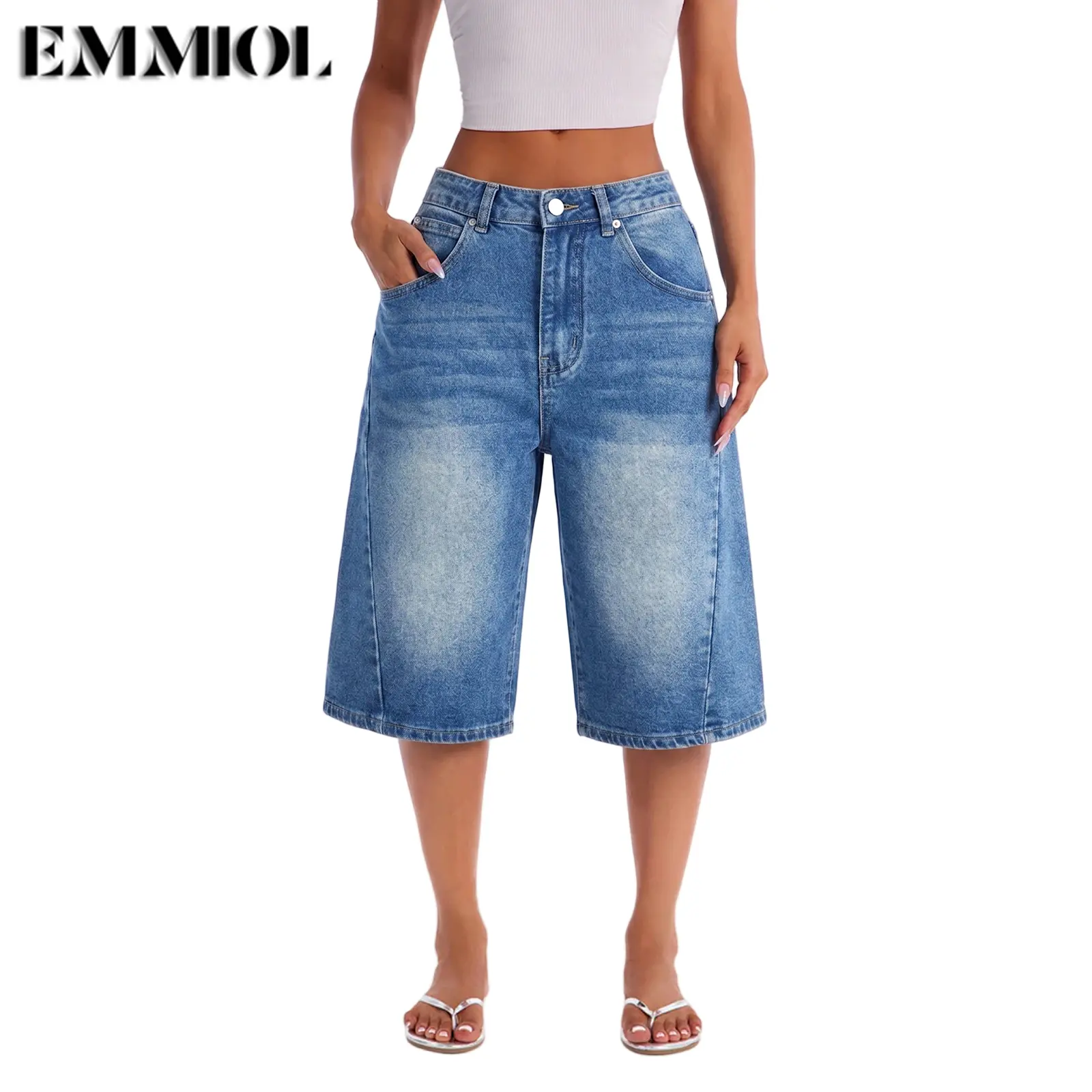 EMMIOL【Back to School】Jorts for Women Baggy Jeans Shorts Y2K Wide Leg Denim Shorts Grunge Streetwear Summer Vibes EMMIOL【Back to School】Jorts for Women Baggy Jeans Shorts Y2K Wide Leg Denim Shorts Grunge Streetwear Summer Vibes