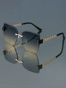 New Fashion Retro Rectangular Glasses, Frameless Chain Decor, Unisex Casual Daily Wear, Simple Versatile Design for Men & Women