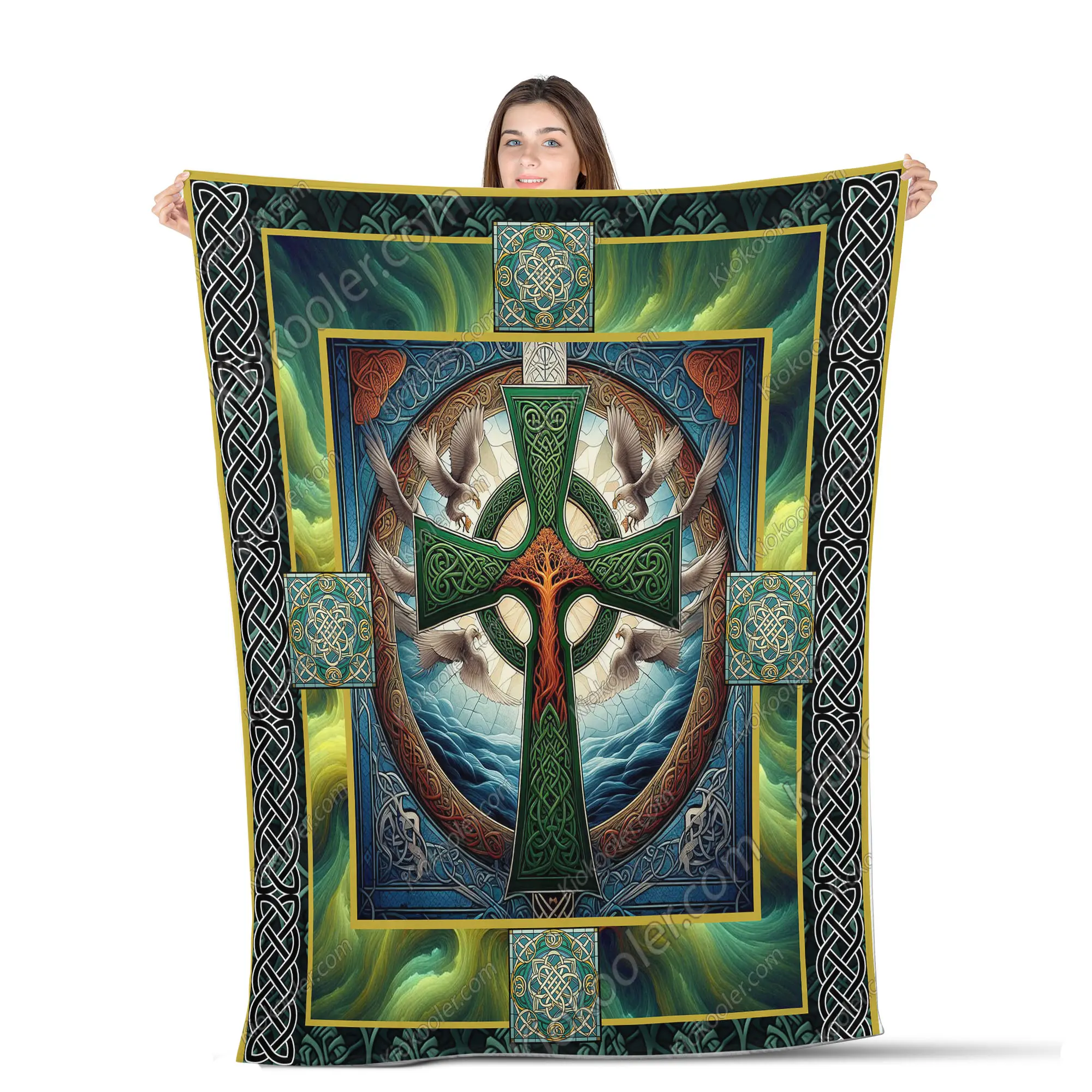 Irish Celtic Cross , Celtic Blanket, Gift For Catholic All Season Blanket Sofa Throw Blanket Comfort Warmth Soft Blanket Fleece Blanket, Sherpa Blanket