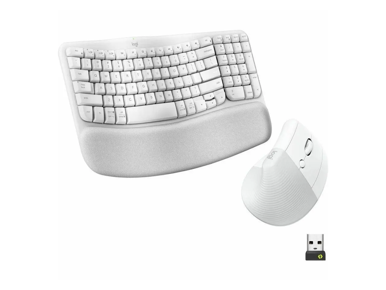 Logitech Wave Keys & Lift Vertical Mouse Ergonomic Wireless Keyboard and Mouse Combo with Cushioned Palm Rest Off-white 920013611