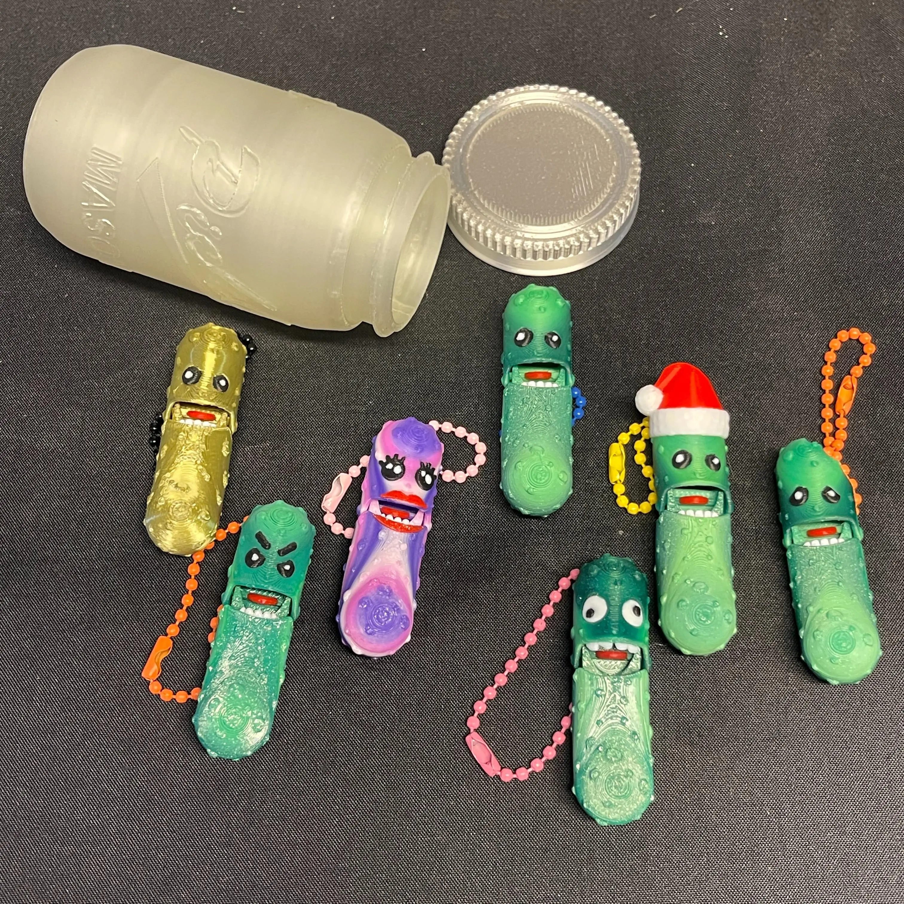 Collectible Pickle Keychain Set - Cute Quirky Bioplastic Plastic Accessory, Lightweight Biodegradable Backpack Charm, Cute and Addictive Back to School Gift, Party Favor