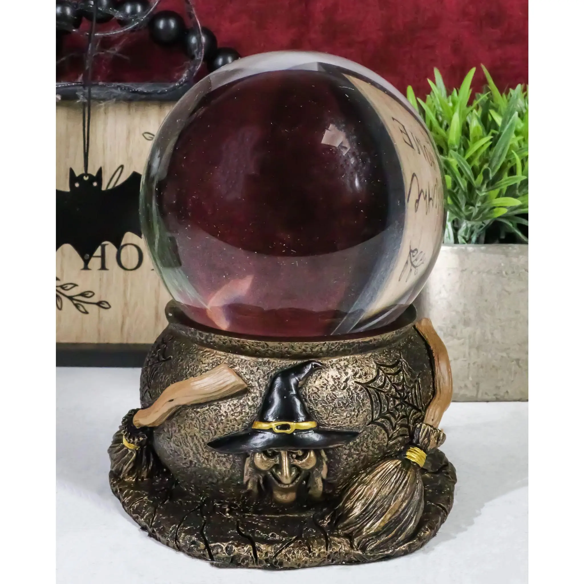 Wicca Psychic Salem Dark Witch Broomsticks Web Scrying Crystal Glass Gazing Ball