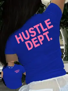 Women's Letter Print Round Neck Tee, Fashion Casual Crew Neck Short Sleeve T-shirt for Daily Holiday Vacation Outdoor Wear, Ladies Clothes for All Seasons, Top