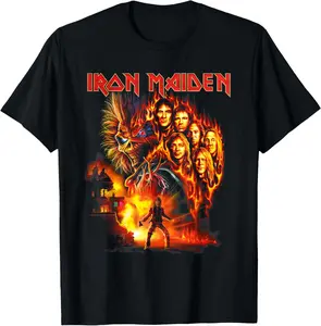 Iron Maiden Burning Ambition T-Shirt Double sided printing summer unisex sports shirt