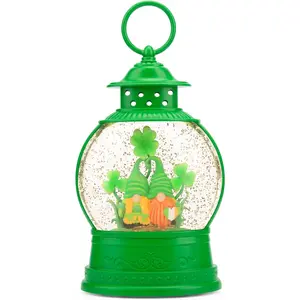 Luck Shamrock Gnomes Snow Globe with 6H Timer, USB/Battery Operated, for St Patricks Day Decorations, Suitable for Home Indoor Outdoor Party Supplies
