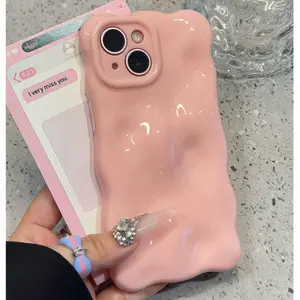 Macaron Pleated TPU Case for iPhone 11-17 Pro Max | Viral Wavy Edge Squishy Protector