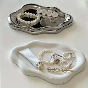Irregular Cloud Ceramic Jewelry Tray, Jewelry Tray, jewelry storage unit, Beautiful Room Decoration, Creative Accessories And Key Display Rack, Stylish Organizer
