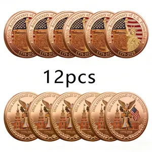 12PCS USA 250th Anniversary (1776-2026) Commemorative Collectible Patriotic Challenge Coins with Antique Finish Edge, Festive Party & Birthday Gift for Independence Day, Veterans, American History Buffs (Home Supplies)