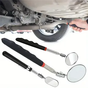 A set of 3 Universal Telescopic Folding Sight Glass | Adjustable Extension Rods, Small Round Mirrors for Car Bottom Inspection, Auto Repair & Diagnostic Tools, Pickup Truck Accessories - Home Improvement.