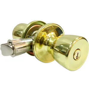 212 MAIN Tru-Guard Tulip Style Knob Mobile Home Entry Lockset - Polished Brass, Adjustable Latch (Backsets 2"-2.75"), Door Hardware, Door Security Lock
