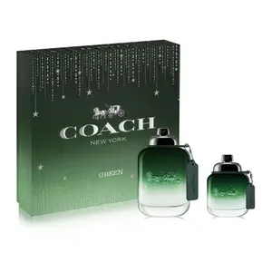 Coach Green Eau De Toilette Gift Set for Men 3.4 oz & 1.3 oz Woody Aromatic Fragrance with Kiwi Bergamot Notes