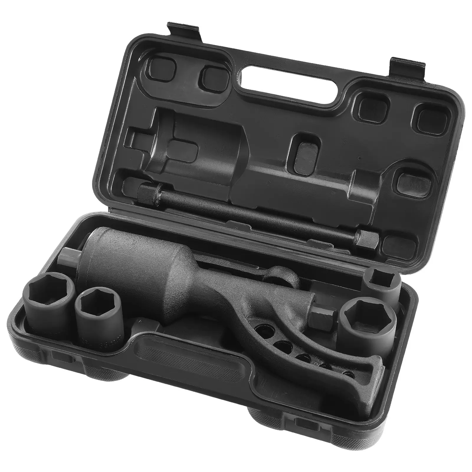 【Summerfinds】VEVOR 1-Inch Drive Torque Multiplier Wrench Set, Alloy Steel Hand Tools with 1:64 Ratio, 6800N.m High Torque, Textured Grip, 4 Square Heads Sockets (21-41mm), Lug Nut Removal, Portable Toolbox