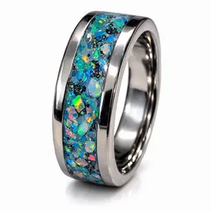Ring of Galaxies – Crushed Opal Cosmic Inlay Ring