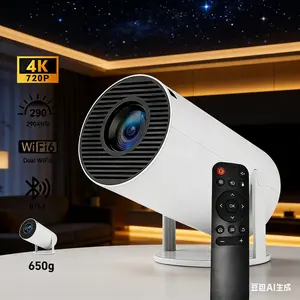 Bluetooth Mini Projector WiFi BT5.4 Auto Keystone 180° Rotatable 130" Screen 290 Lumens Portable Dual-Band outdoor projector Smart 720P Android OS Built-in Speaker Game Audio Mount Outdoor Home Cinema movie night digital mapping Projector bedroom