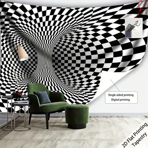 1pc Extra Large Modern & Checkered Spiral Grid Wall Tapestry - 2D Flat Print Peach Light Velvet Texture, No Installation Needed, Living Room, Dorm, Party Decor - Birthday Gift Idea, Dorm Room Decor, Contemporary Design, Home Decorators