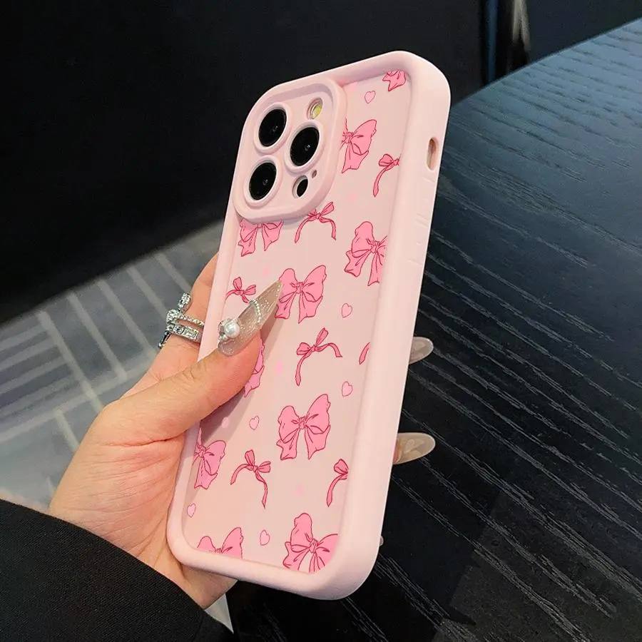 Bow Pattern Phone Case, Cute Phone Cover, Phone Accessories Compatible with iPhone 11 12 13 14 15 16 Series