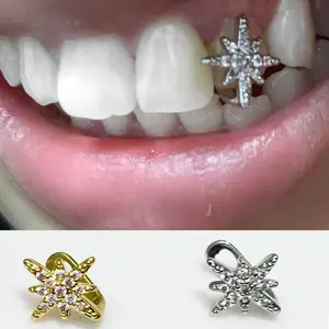 Hot-selling niche design zircon six-pointed star dental jewelry hip-hop braces dental accessories hiphopg rill