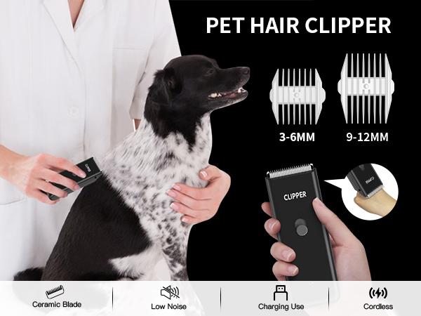 Pet Clippers for Dog Hair Grooming Low Noise, Rechargeable Cordless Cat Shaver with Ceramic Blade,Portable Pet Hair Trimmer for Matted & Long Hair